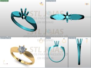 ANEL SOLITÁRIO Arquivo para impressão 3D. Formato STL 5 STLJOIAS.COM 1 14