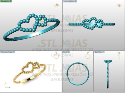 ANEL CORAÇÕES Arquivo para impressão 3D. Formato STL