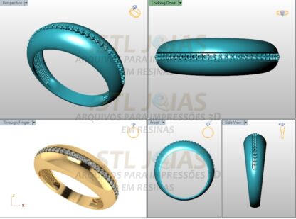 ANEL COM PEDRAS Arquivo para impressão 3D. Formato STL