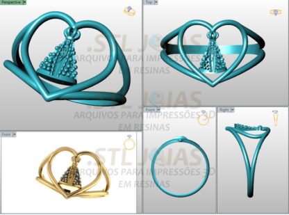 ANEL NOSSA SENHORA CORAÇÃO Arquivo para impressão 3D. Formato STL