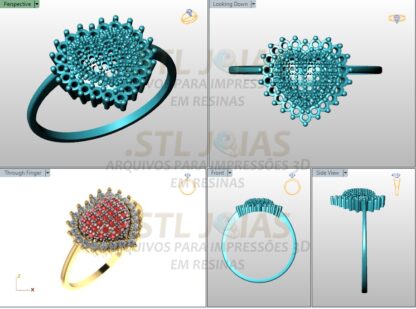 ANEL CORAÇÃO LUXO Arquivo para impressão 3D. Formato STL