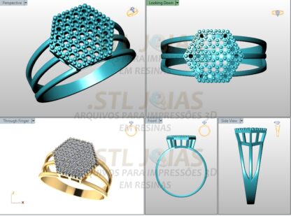 ANEL SEXTAVADO CRAVEJADO LUXO Arquivo para impressão 3D. Formato STL