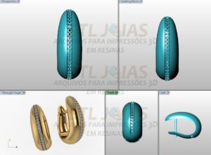 BRINCO DETALHE CRAVEJADO Arquivo para impressão 3D. Formato STL 5 STLJOIAS.COM 1 10