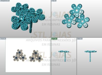 BRINCO FLORES CRAVEJADAS Arquivo para impressão 3D. Formato STL