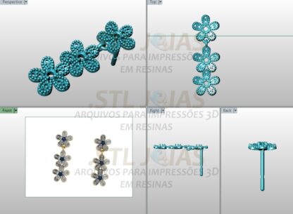 BRINCO FLORES CRAVEJADAS Arquivo para impressão 3D. Formato STL