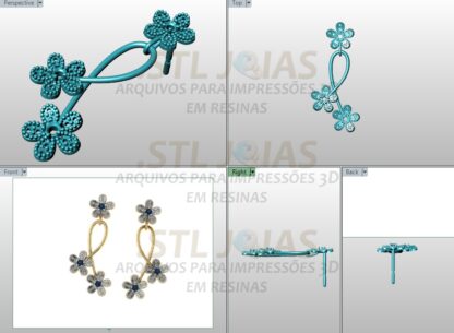 BRINCO FLORES CRAVEJADAS Arquivo para impressão 3D. Formato STL