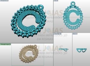 PINGENTE LETRA C Arquivo para impressão 3D. Formato STL 5 PINGENTE LETRA C