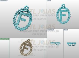 PINGENTE LETRA F Arquivo para impressão 3D. Formato STL 5 PINGENTE LETRA F