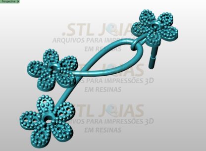 BRINCO FLORES CRAVEJADAS Arquivo para impressão 3D. Formato STL