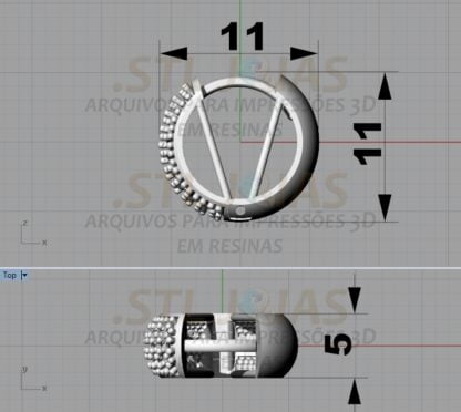 BRINCO ARGOLA CRAVEJADA Arquivo para impressão 3D. Formato STL