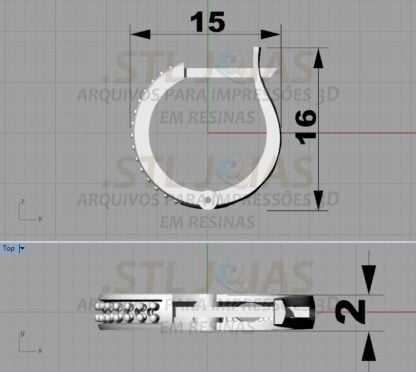 BRINCO ARGOLA CRAVEJADO Arquivo para impressão 3D. Formato STL