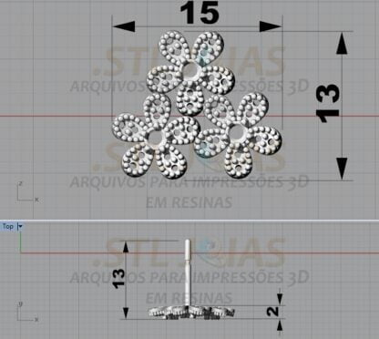 BRINCO FLORES CRAVEJADAS Arquivo para impressão 3D. Formato STL