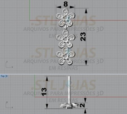 BRINCO FLORES CRAVEJADAS Arquivo para impressão 3D. Formato STL