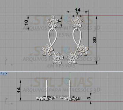 BRINCO FLORES CRAVEJADAS Arquivo para impressão 3D. Formato STL