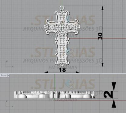 PINGENTE CRUZ CRAVEJADA Arquivo para impressão 3D. Formato STL