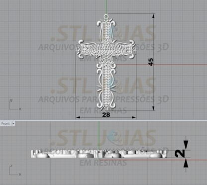 PINGENTE CRUZ CRAVEJADA Arquivo para impressão 3D. Formato STL