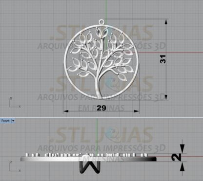 PINGENTE ARVORE DA VIDA Arquivo para impressão 3D. Formato STL