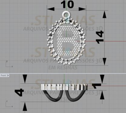 PINGENTE LETRA B Arquivo para impressão 3D. Formato STL