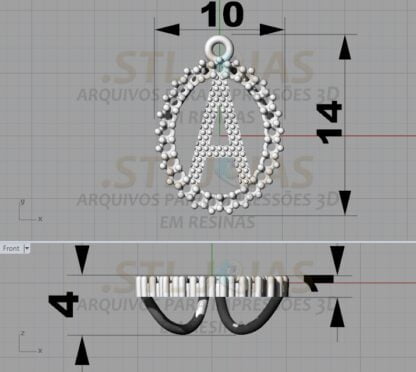 PINGENTE LETRA A Arquivo para impressão 3D. Formato STL