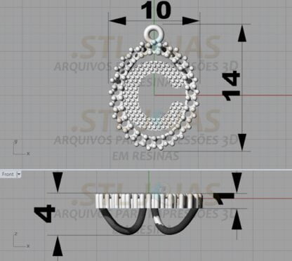 PINGENTE LETRA C Arquivo para impressão 3D. Formato STL