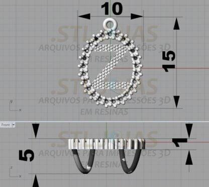 PINGENTE LETRA Z Arquivo para impressão 3D. Formato STL