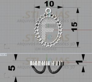 PINGENTE LETRA F Arquivo para impressão 3D. Formato STL 6 STLJOIAS.COM 55