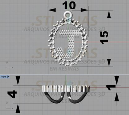 PINGENTE LETRA J Arquivo para impressão 3D. Formato STL