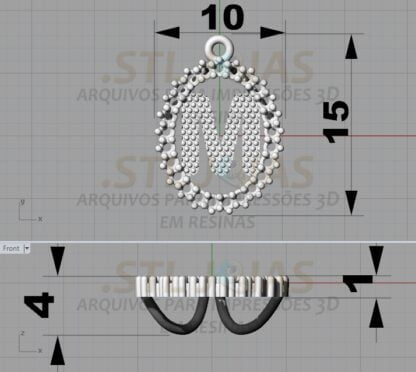 PINGENTE LETRA M Arquivo para impressão 3D. Formato STL