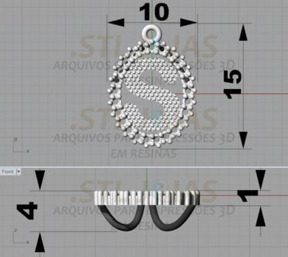 PINGENTE LETRA S Arquivo para impressão 3D. Formato STL