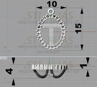 PINGENTE LETRA T Arquivo para impressão 3D. Formato STL