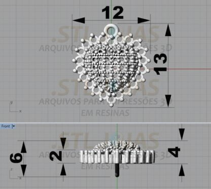 PINGENTE CORAÇÃO CRAVEJADO Arquivo para impressão 3D. Formato STL