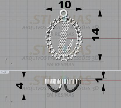 PINGENTE LETRA I Arquivo para impressão 3D. Formato STL