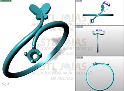 ANEL BORBOLETA Arquivo para impressão 3D Formato STL (3)