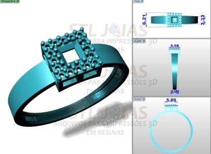 ANEL CHUVEIRO QUADRADO Arquivo para impressão 3D Formato STL (1)