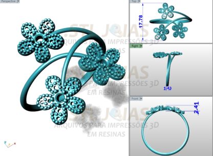 ANEL FLORES CRAVEJADAS Arquivo para impressão 3D Formato STL (3)