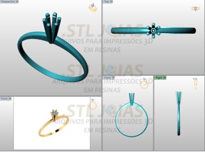 ANEL SOLITÁRIOL Arquivo para impressão 3D. Formato STL