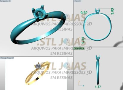 ANEL SOLITARIO Arquivo para impressao 3D Formato STL 2 2