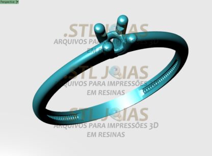 ANEL SOLITÁRIO CRAVEJADO Arquivo para impressão 3D. Formato STL