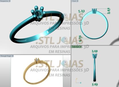 ANEL SOLITARIO Arquivo para impressao 3D Formato STL 3 4