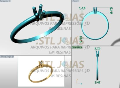 ANEL SOLITARIO Arquivo para impressao 3D Formato STL 4 4