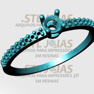 ANEL SOLITÁRIO CRAVEJADO Arquivo para impressão 3D. Formato STL