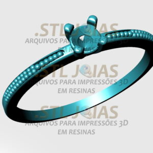 ANEL SOLITÁRIO CRAVEJADO Arquivo para impressão 3D. Formato STL