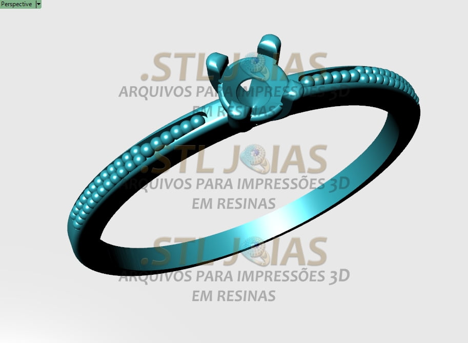 ANEL SOLITÁRIO CRAVEJADO Arquivo para impressão 3D. Formato STL