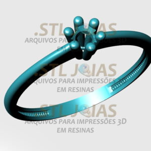 ANEL SOLITÁRIO CRAVEJADO Arquivo para impressão 3D. Formato STL