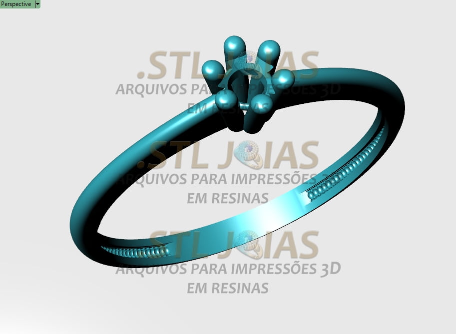 ANEL SOLITÁRIO CRAVEJADO Arquivo para impressão 3D. Formato STL