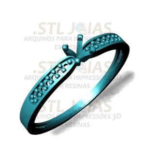 ANEL SOLITÁRIO CRAVEJADO Arquivo para impressão 3D. Formato STL