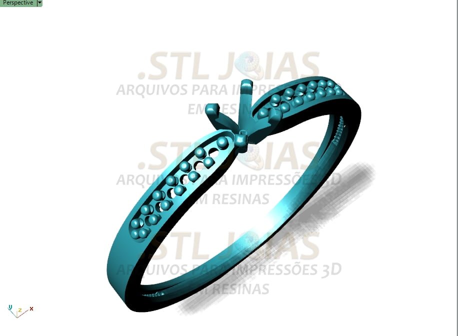 ANEL SOLITÁRIO CRAVEJADO Arquivo para impressão 3D. Formato STL