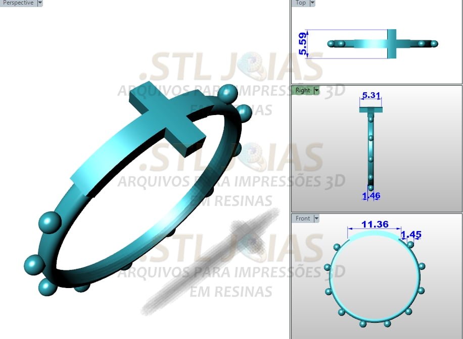 ANEL TERÇO Arquivo para impressão 3D. Formato STL 2 ANEL TERÇO Arquivo para impressão 3D. Formato STL - Imagem 2