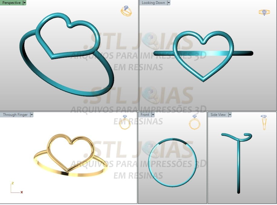 ANEL CORAÇÃO VAZADO Arquivo para impressão 3D. Formato STL 2 ANEL CORAÇÃO VAZADO Arquivo para impressão 3D. Formato STL - Imagem 2