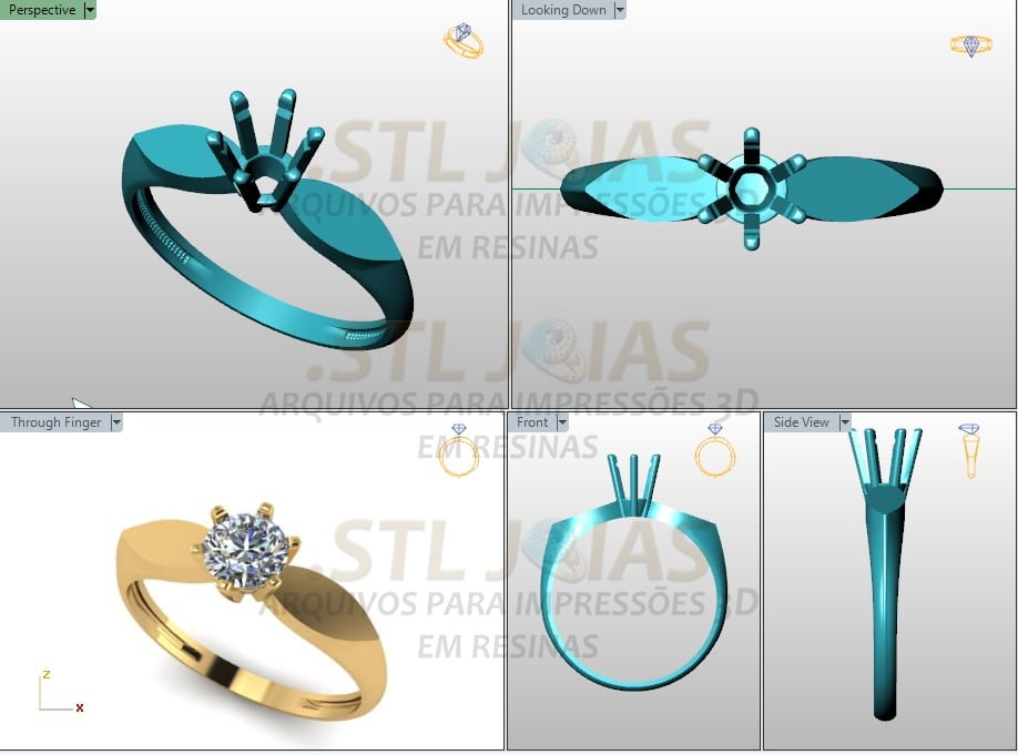 ANEL SOLITÁRIO Arquivo para impressão 3D. Formato STL 2 ANEL SOLITÁRIO Arquivo para impressão 3D. Formato STL - Imagem 2